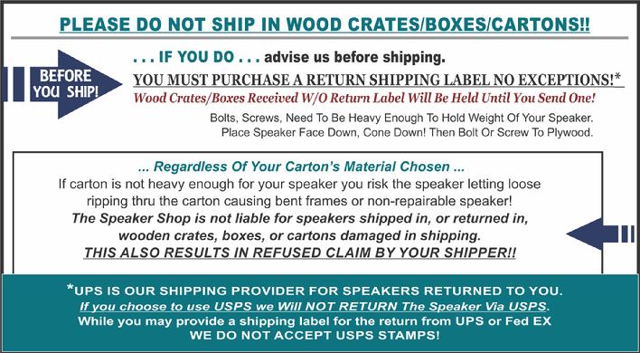 SPEAKER SHOP CARTON ADVICE